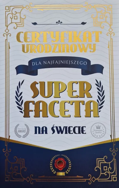 Karnet - Certyfikat urodzinowy Super Faceta