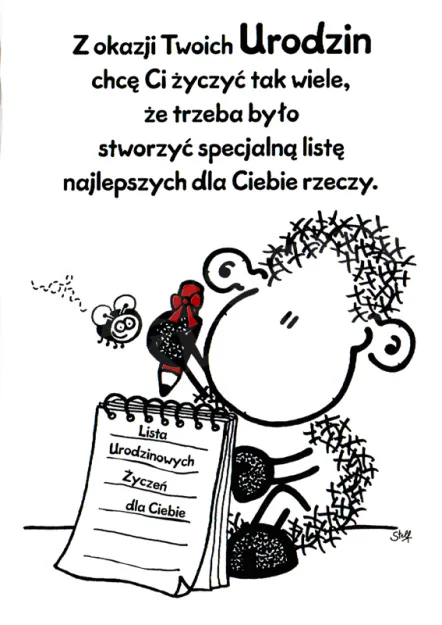 Karnet Sheepworld - Z okazji Twoich urodzin chcę Ci życzyć tak wiele, że trzeba było stworzyć specjalną listę...