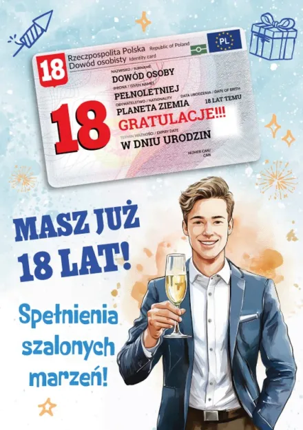 Karnet z dowodem - Masz już 18 lat Spełnienia szalonych marzeń!