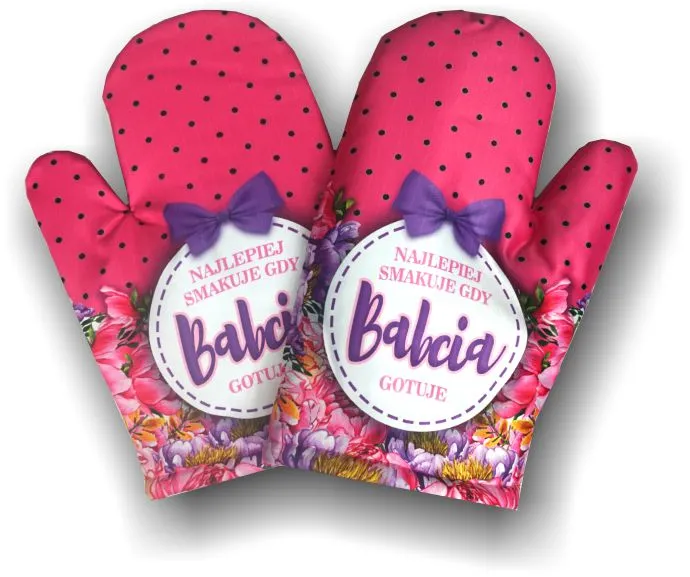 Rękawica kuchenna - (grochy) Najlepiej smakuje gdy Babcia gotuje