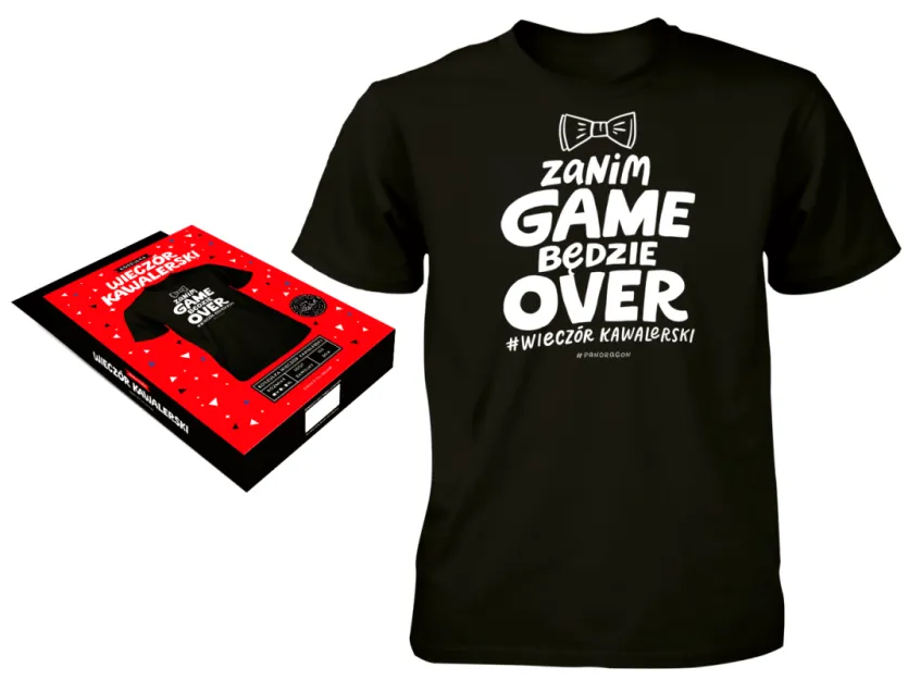 Koszulka czarna BO - Zanim Game będzie Over #Wieczór Kawalerski (bez opakowania)