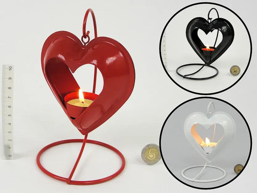 Świecznik - Serce wiszące na stojaki (czarny +tea light)