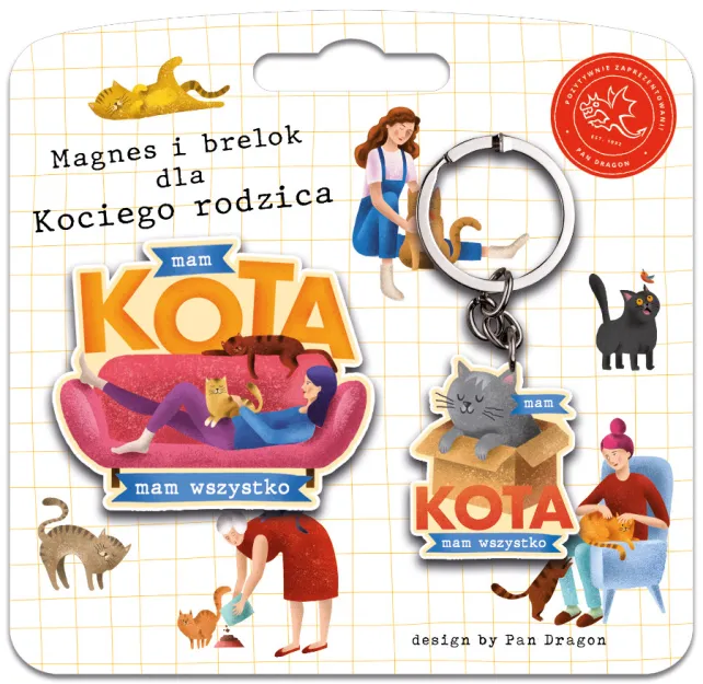 Zestaw magnes + brelok PORYS - Mam kota, mam wszystko