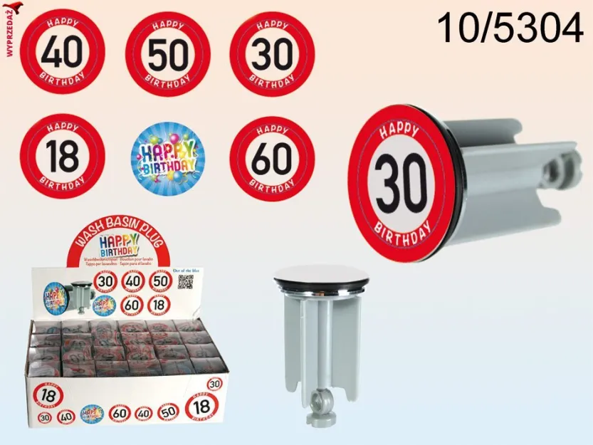 Urodzinowy korek do umywalki - 60 Happy Birthday