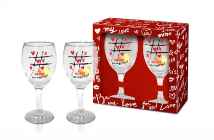 Zestaw 2 kieliszków (220ml) - Z miłością nie wygrasz (kółko i krzyżyk)
