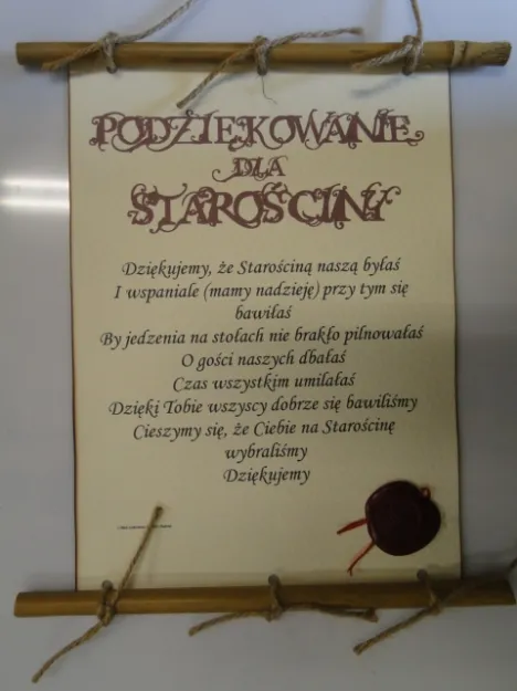Dyplom z bambusem - Podziękowanie dla starościny