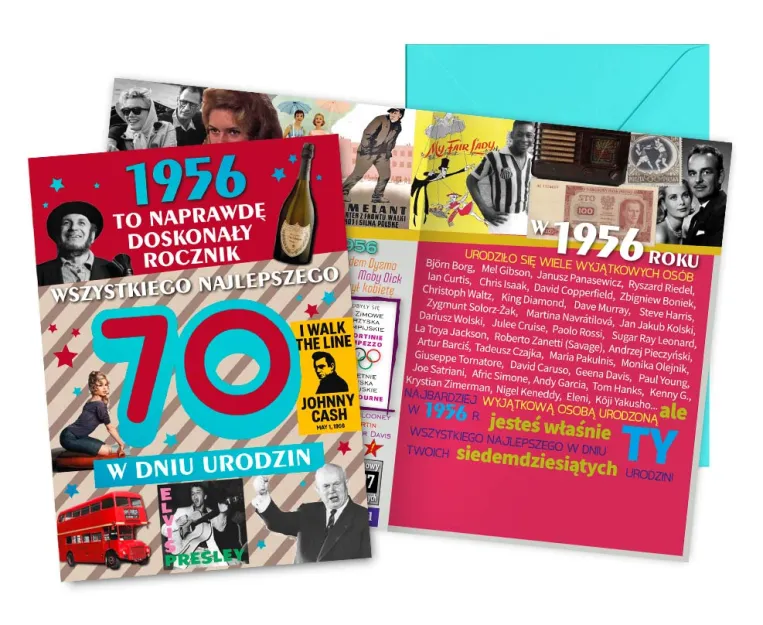 Karnet Kukartka V - 70 lat 1956 to naprawdę doskonały rocznik