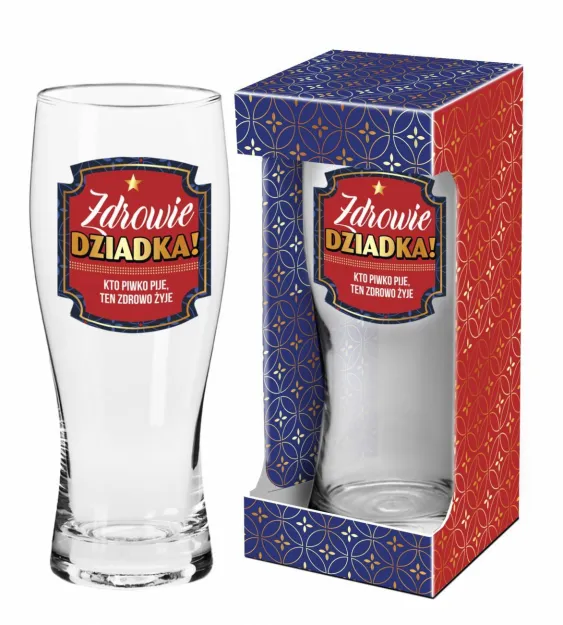 Szklanka do piwa - Zdrowie Dziadka! Kto piwko pije, ten zdrowo żyje!