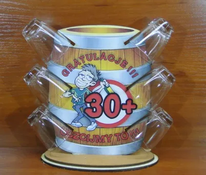 Stojak beczka z 6 kieliszkami - 60+ (mężczyzna) Gratulacje, uczcijmy to!!!