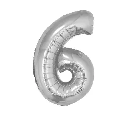 Balon foliowy - 6 srebrny (duży - 80 cm) - na hel