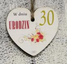 Tabliczka Vintage, serce małe - W dniu 30 urodzin