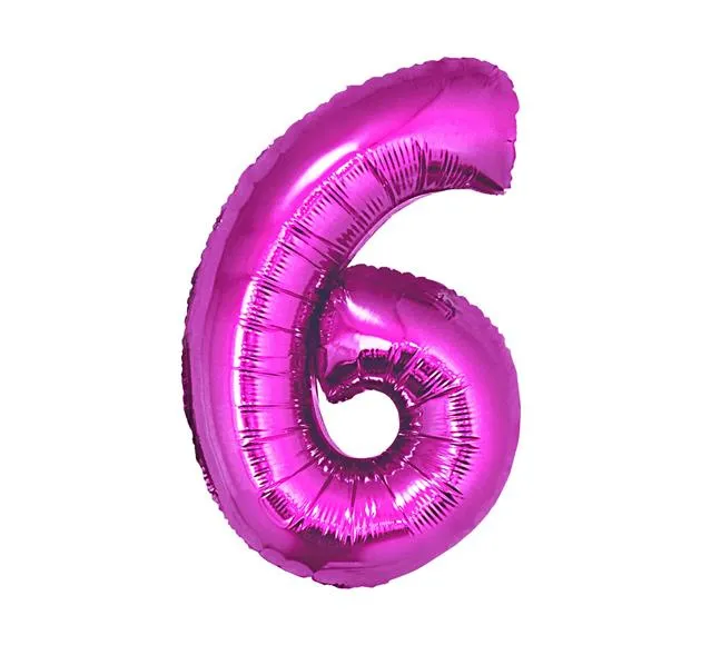 Balon foliowy - 6 różowy (duży - 85 cm)