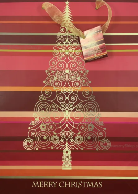 Torebka Kukartka XL - Merry Christmas (złota choinka)