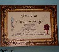 Certyfikat - Pamiątka Chrztu Świętego