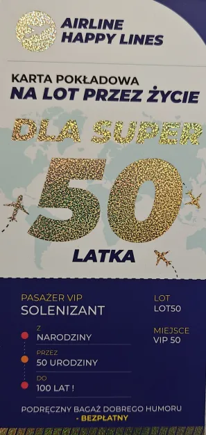 Karnet SE 50n - Karta pokładowa na lot przez życie dla Super 50-latka