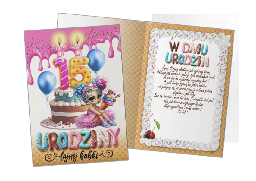 Karnet B6 - 15 urodziny Fajnej Babki