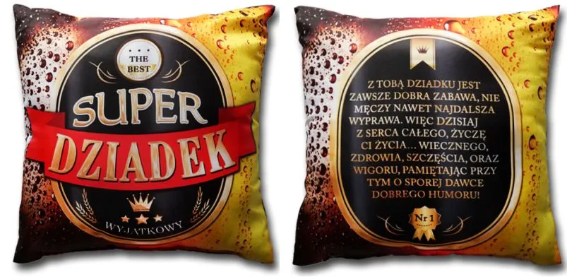 Poduszka obustronna, mała - The best wyjątkowy super Dziadek / Z dobą Dziadku jest zawsze dobra zabawa, ...